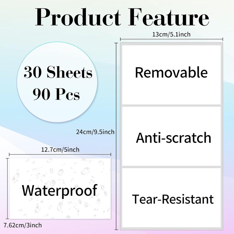 STARLIBOO Removable Colored Labels Stickers, 3X5 Inch Removable Large Label Stickers for Moving Boxes and Storage Bins- Waterproof- Tear Resistant (White) - Image 2